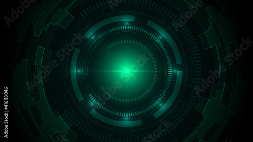 Technology dark green background with hi-tech digital data connection. Abstract, modern, futuristic, high technology, science, engineering, concept vector background template. Ratio full hd.