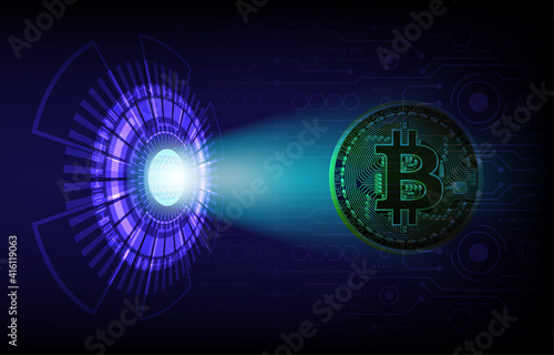 Futuristic circle element vector illustration innovation concept abstract technology background high tech digital sci fi and bitcoin displaying data connection digital currency and electronic data