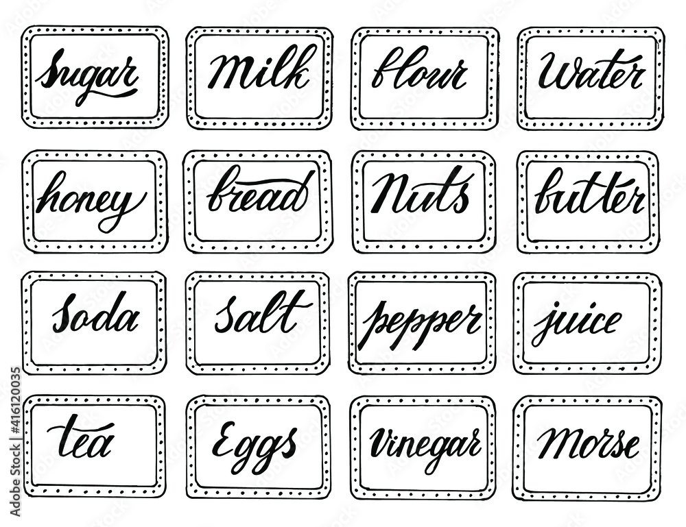 Fototapeta premium Stickers for the kitchen hand lettering vector set