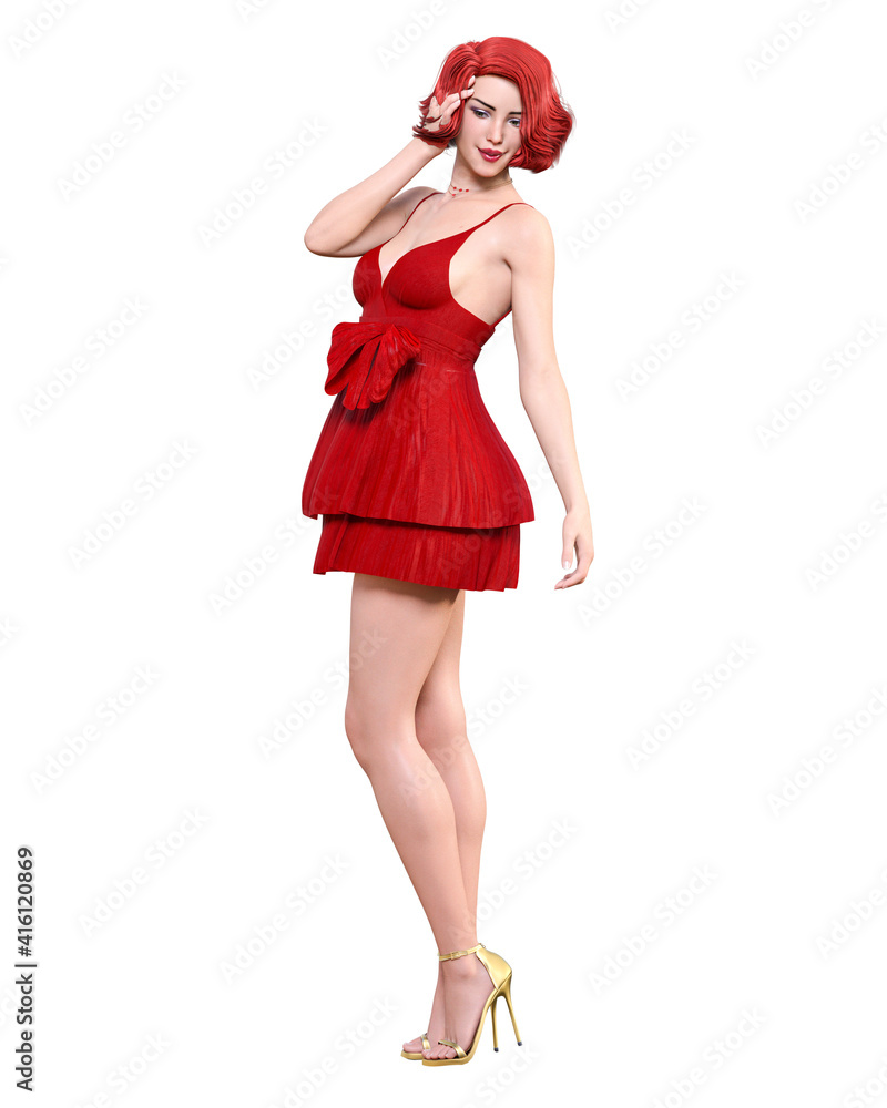 Beautiful redhead woman in short mini dress Beautiful redhead woman in short mini dress