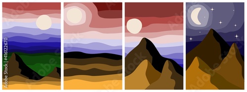 abstract landscape. set of abstract backgrounds. stock vector illustration with abstract mountains.
