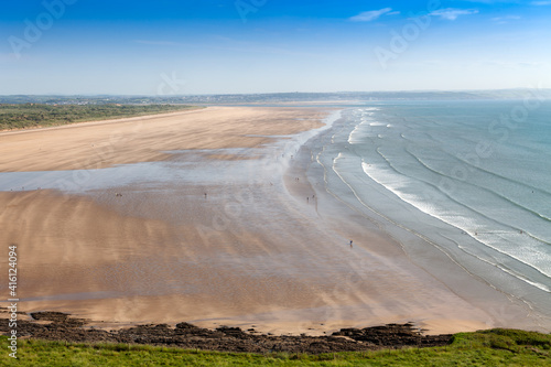 South West coastal path running along aside Saunton Sands, Devon, Uk