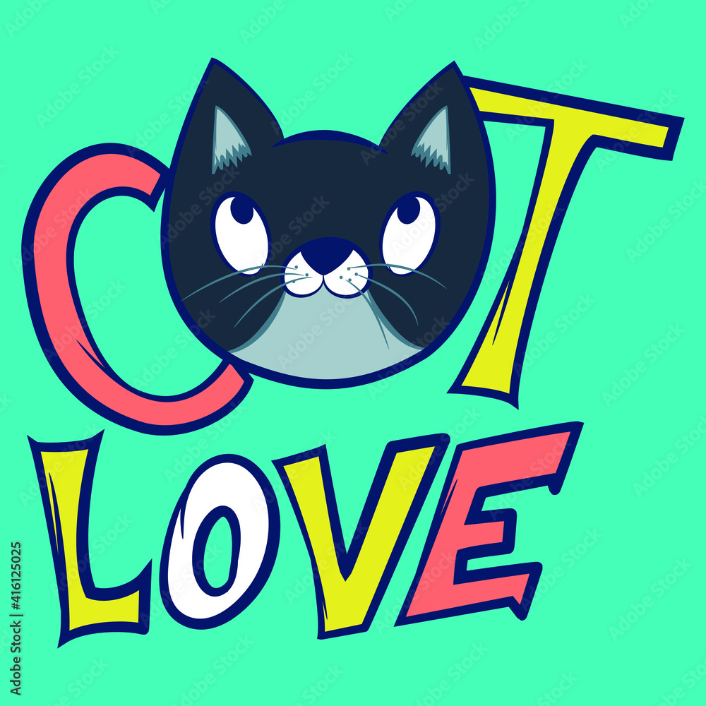 Illustration vector cute cat cartoon design with background Illustration vector cute cat cartoon design with background