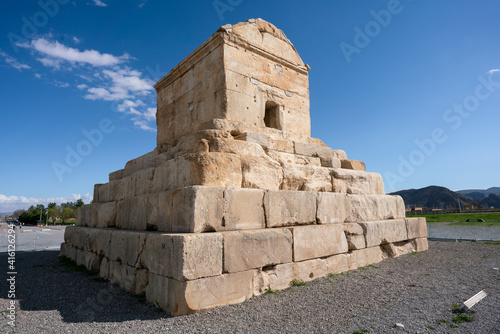Tomb of Cyrus the Great, Fars Province, Iran, on a hot sunny day. Famous historical site of ancient Persia
