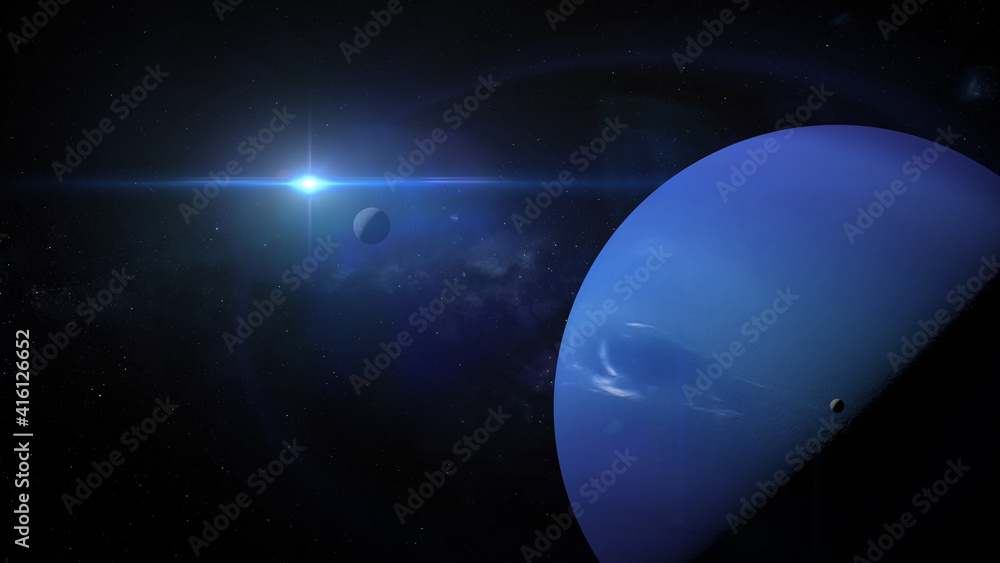 planet neptune  dominant space scene 3d illustration - obrazy, fototapety, plakaty 