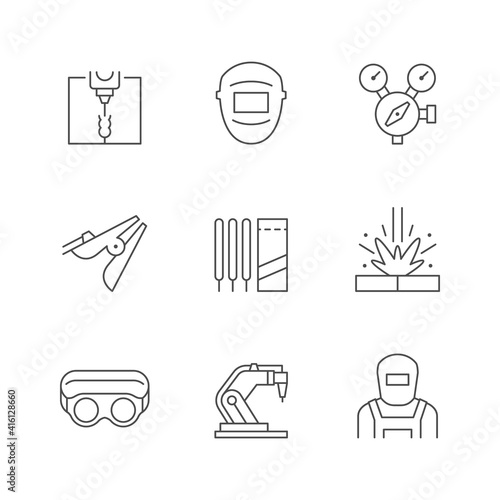 Set line icons of welding