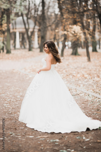 Beautiful luxury bride in elegant white dress © olegparylyak