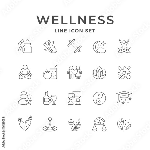 Set line icons of wellness