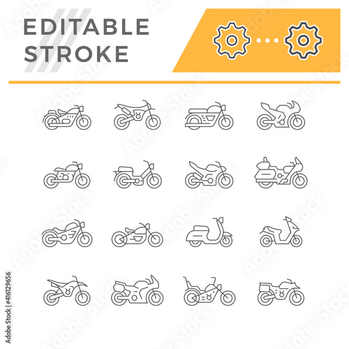 Set line icons of motorcycle