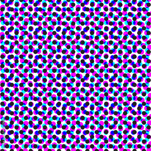 Photography Glitch noise distortion and halftone seamless pattern with chromatic aberration