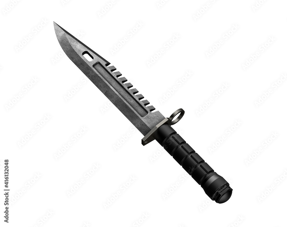 Military knife on white background. Army knife. Army blade. Bayonet. Military bayonet weapon. Self defense. Survival knife. Military knife on white background. Army knife. Army blade. Bayonet. Military bayonet weapon. Self defense. Survival knife.