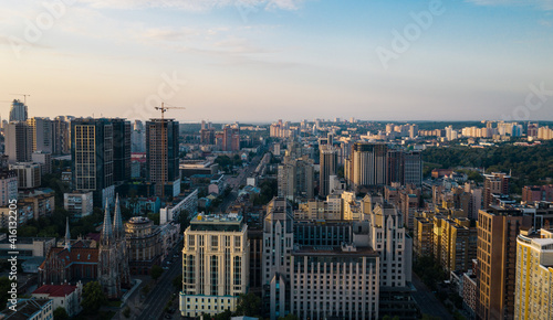 Cityscape in the morning   aerial view