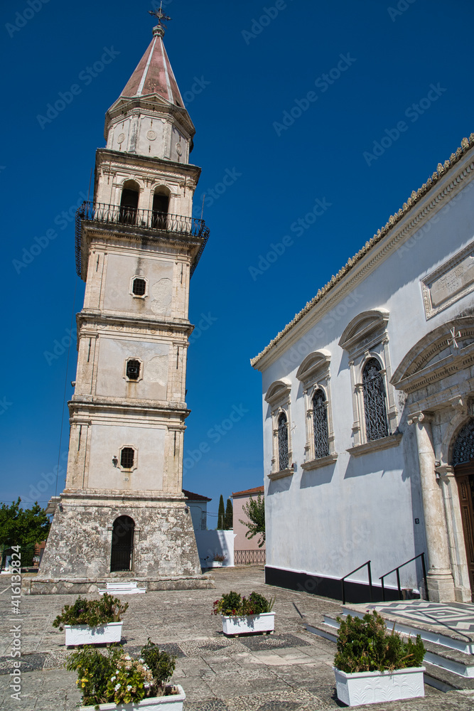 View on Eparchiaki Odos Pantokratora church on Zakynthos island