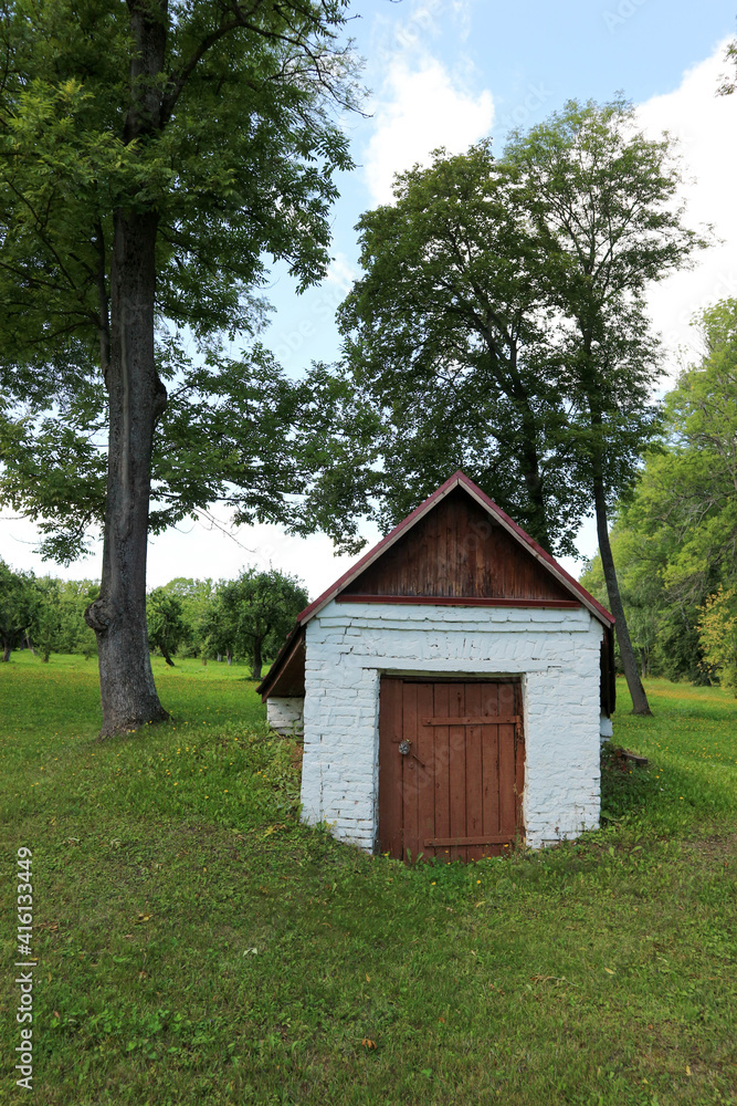 small cosy white brick warehouse in the forest small cosy white brick warehouse in the forest