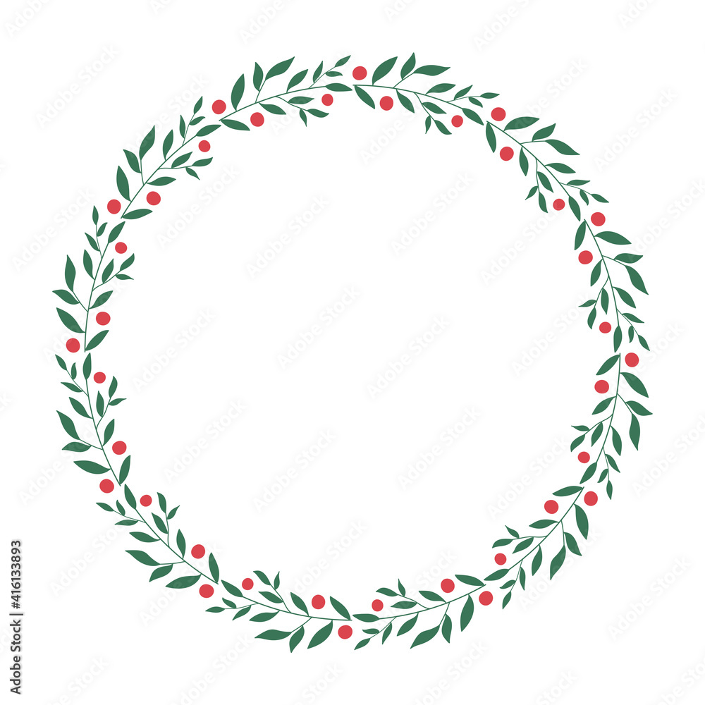 Round frame, flower wreath.  Isolated on white background. Design of invitations, wedding or greeting cards. 