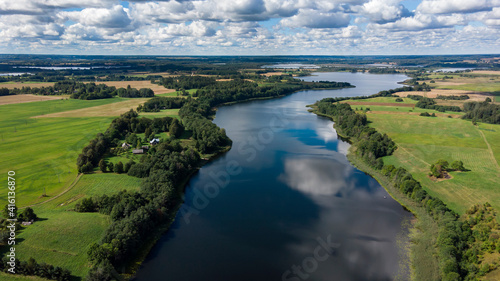 Fototapeta Naklejka Na Ścianę i Meble -  Aerial view of Sartai lake in Lithuania