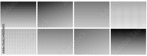 Halftone gradient effect. Dot texture, dotted geometric pattern background. Fade circle lines, black duotone digital graphic recent vector elements. Monochrome gradient graphic dots effect