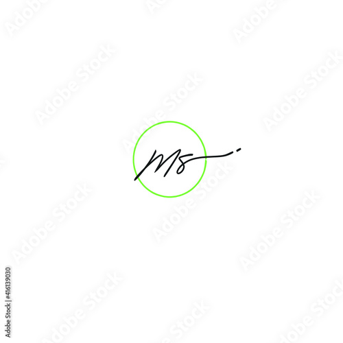 MS initial handwritten calligraphy, for monogram and logo