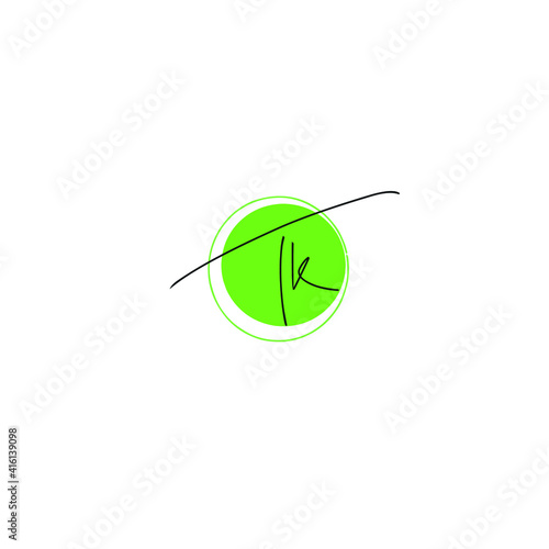 TK initial handwritten calligraphy, for monogram and logo