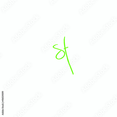 ST initial handwritten calligraphy, for monogram and logo
