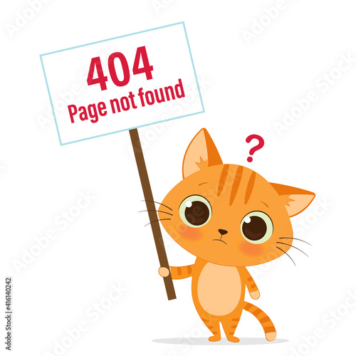 404 error web page with cute cat