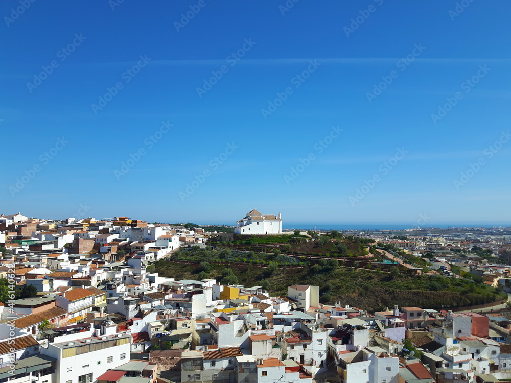 Panoramic view of the town of Velez and its hermitage of Los Remedios