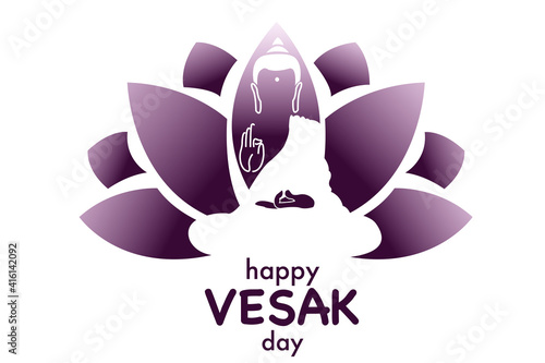 Lord Buddha. Symbol of buddha. Vesak day greeting background with Buddha and lotus flower. Yoga, spirituality. Buddha silhouette for spa logo