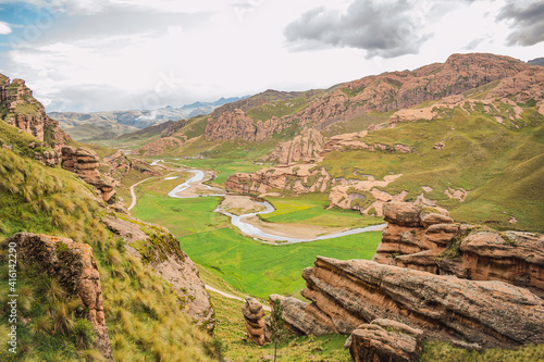 tinajani canyon in peru andes surrounded by rocks photo