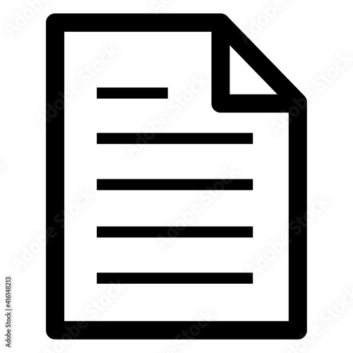 Document vector icon. Illustration isolated for graphic and web design. Document vector icon isolated vector graphic. Paper document page icon vector element. Agreement file symbol. Paper icon