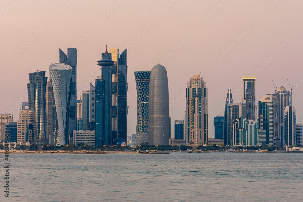 Doha City downtown, Qatar at night