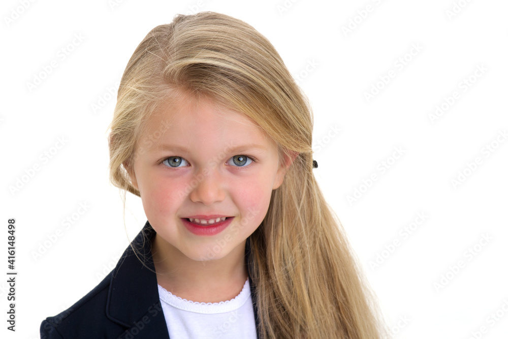 Front view portrait of beautiful little schoolgirl Front view portrait of beautiful little schoolgirl