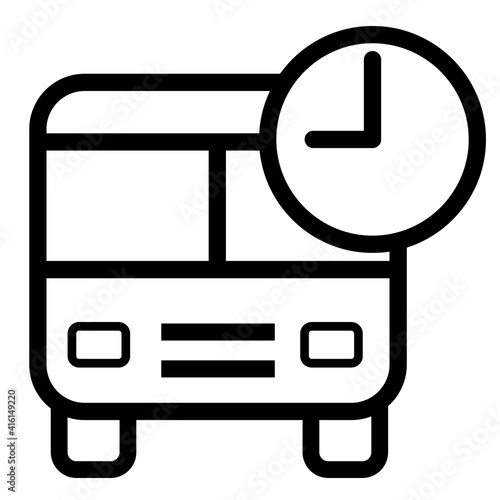 School bus or school bus transportation vehicle flat icon for apps and websites, Schoolbus outline icon. Vector thin line illustration of a school bus or public transport, Bus symbol