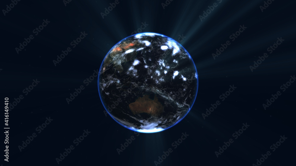 earth globe with glowing details and light rays. 3d illustration. earth globe with glowing details and light rays. 3d illustration.