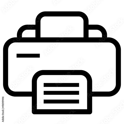 Printer, Line Vector Icon, Document desktop printer flat icon for apps and websites, Printer icon on white background, fax, web icon. vector design