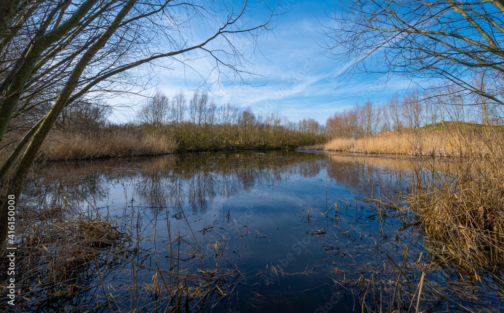 The beauty of silence of a small lake in nature reserve 