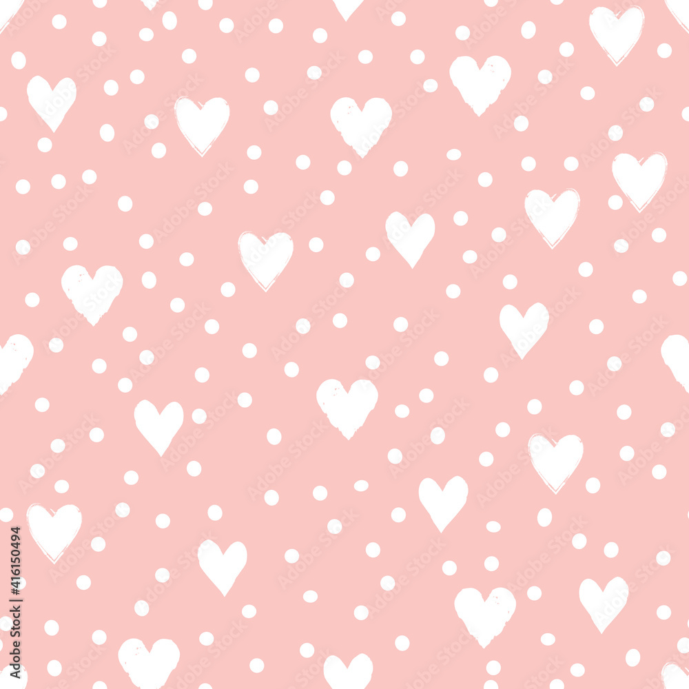 Love Valentine's day seamless background. Love heart tiling backdrop. Romantic seamless pattern with hearts.