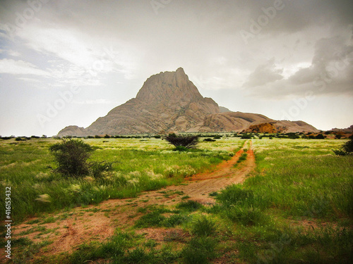 The imposing Spitzkoppe, rising over the plains, just over 1800 meters in Namibia, southwestern Africa.