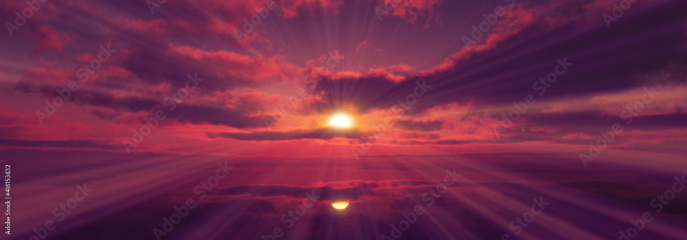 sunset calmly sea sun ray 3d render sunset calmly sea sun ray 3d render