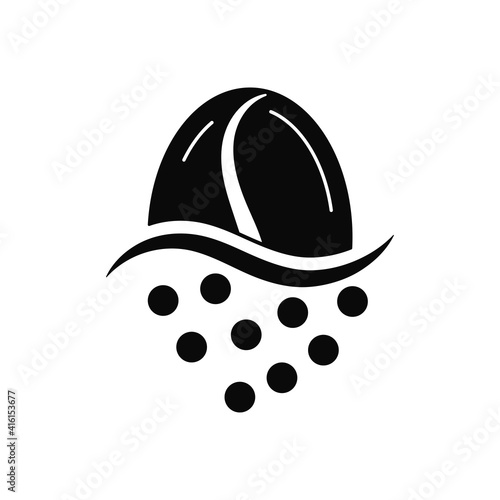 Coffee grind grain vector icon isolated on white background. Black and white roasted bean -  infographic element of coffee grinding service. Vector flat, simple drink design illustration.