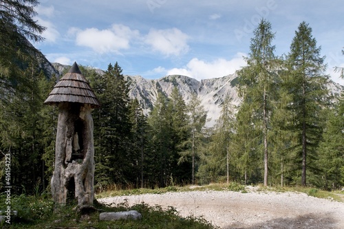 Road through the Barental valley to the Klagenfurter Hütte Karavanke in Austria photo