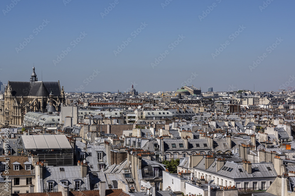 Panorama of Paris. France. View from Centre Georges Pompidou. 