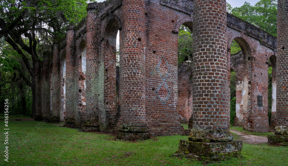 Historic old Sheldon Church ruins near Charleston, South Carolina 