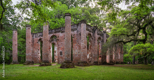 Historic old Sheldon Church ruins near Charleston, South Carolina  photo