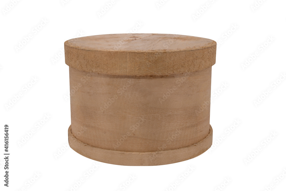 natural wooden round box isolated on white background natural wooden round box isolated on white background