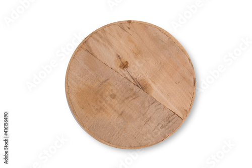 natural wooden round box isolated on white background