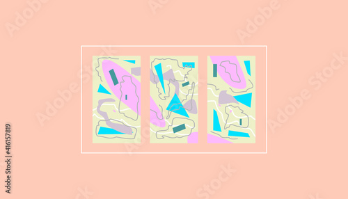 abstract cover. banner of geometric and chaotic shapes in pastel colors. futuristic background for design - vector illustration