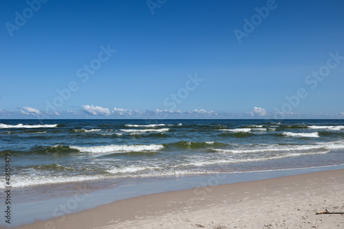 Beach and sea. The Baltic Sea coast in D  bki