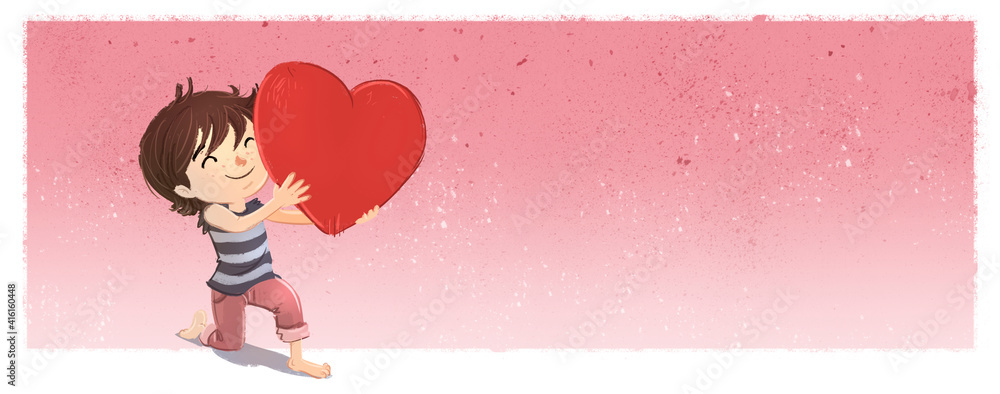 Fotografie Boy holding a giant heart