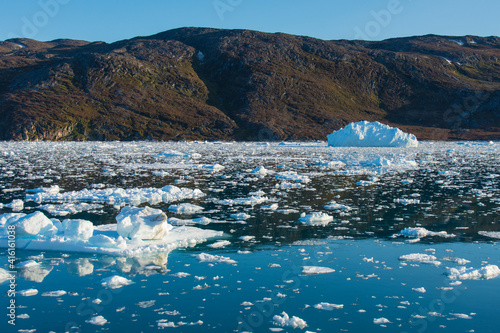 Greenland. Eqip Sermia. Brash ice surrounding the glacier. photo