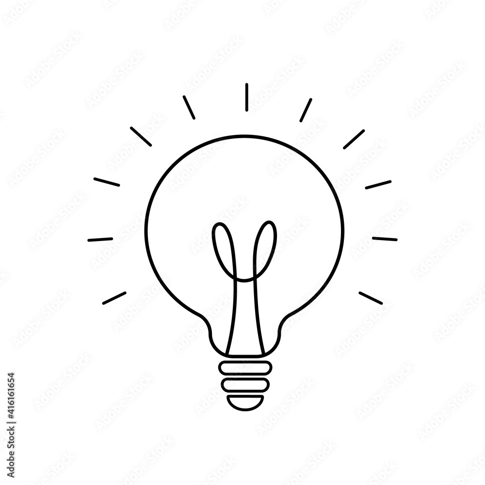 Lightbulb doodle outline, vector art isolated on a white background Lightbulb doodle outline, vector art isolated on a white background